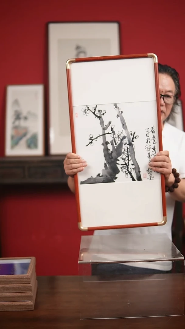 国画手写手绘-33*66实木框