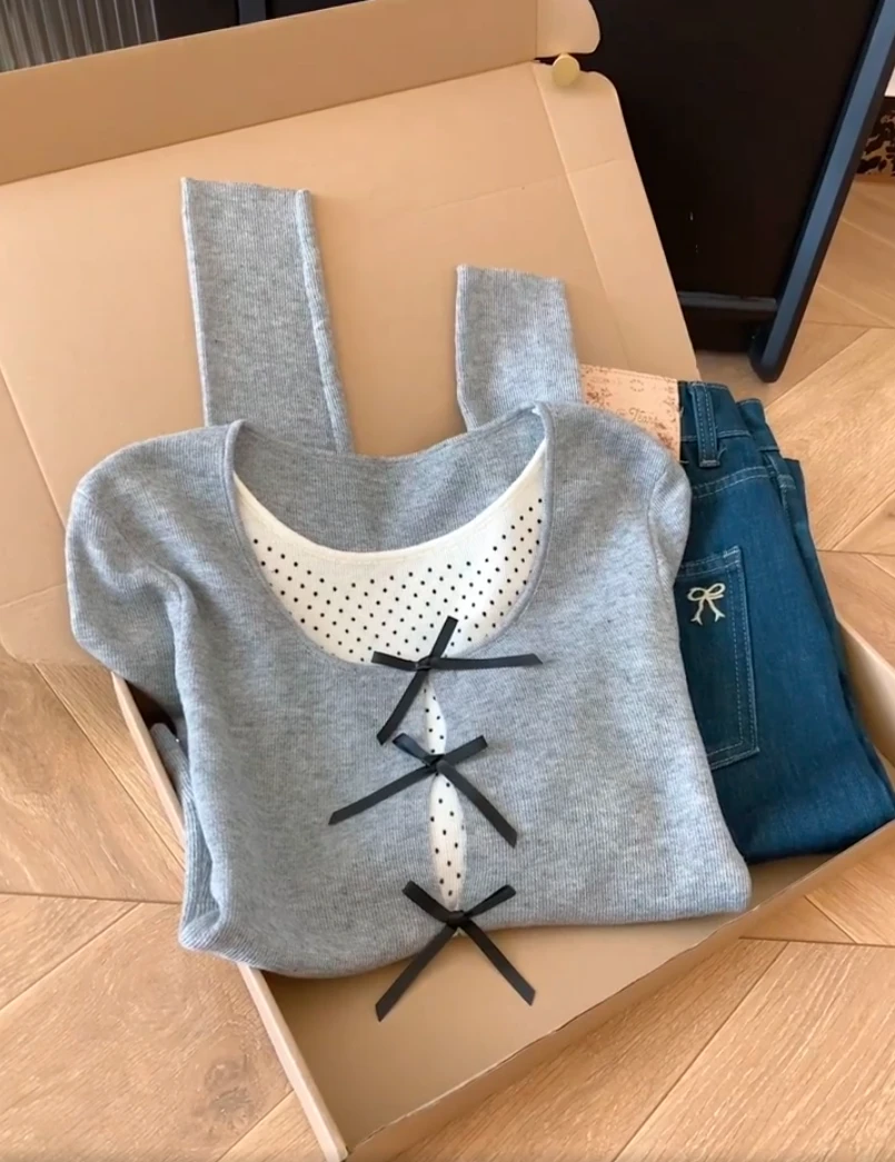 早秋超火流行爆款穿搭ins风2025新款韩版显瘦百搭假两件长袖上衣