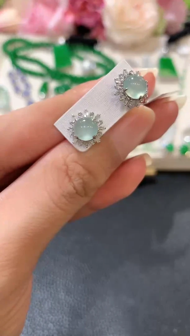 18K金镶嵌翡翠耳饰z76多样性一件发货