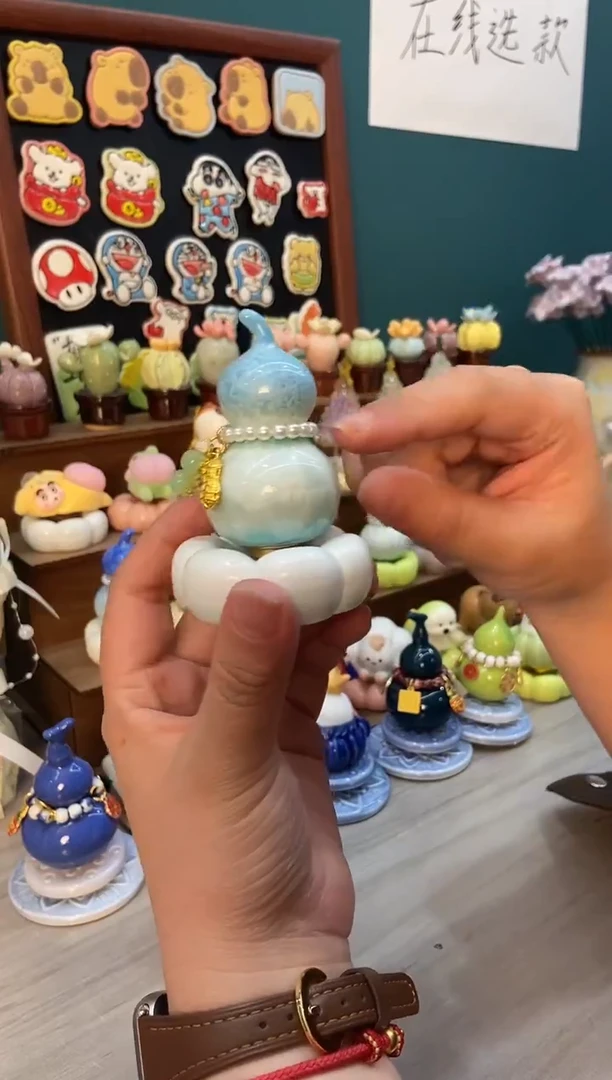 摆件陶天蓝葫芦景德镇陶瓷摆件1个装