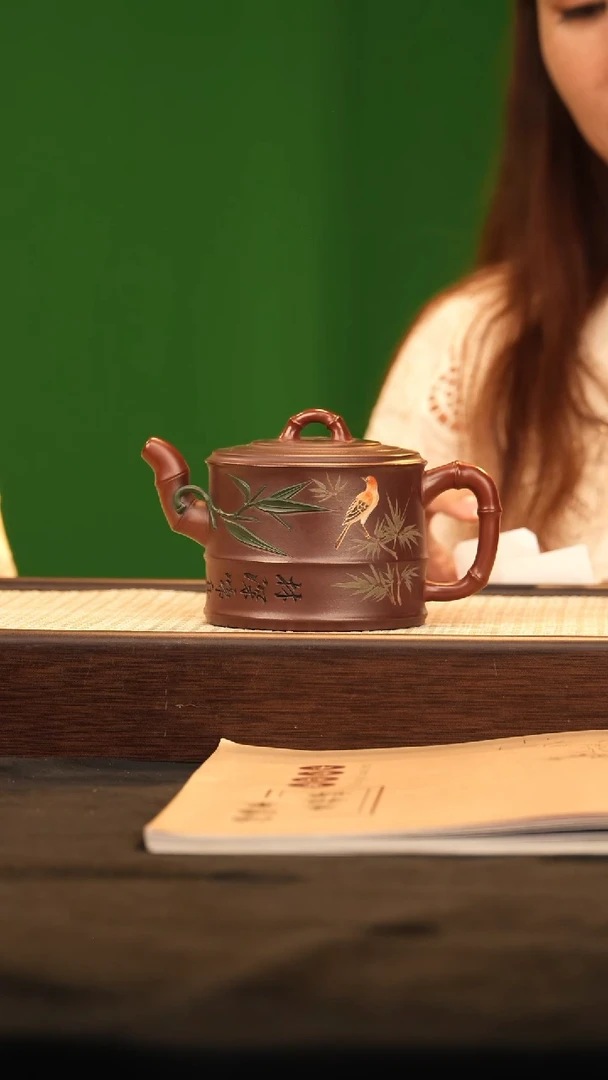 茶壶紫砂ZGD圆竹  拼紫300cc
