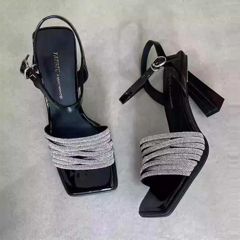 仙女风气质时装一字带扣凉鞋女2025年新款夏外穿配裙子水钻高跟鞋