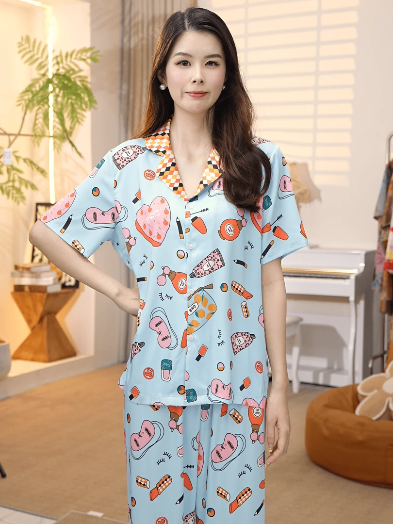【正肩短袖】2025睡衣套装气质女士休闲时尚小翻领家居服BYR