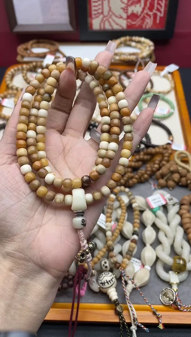 手串龙脊菩提龙脊菩提敦煌多宝白巧7mm老型桶珠长串108搭配款