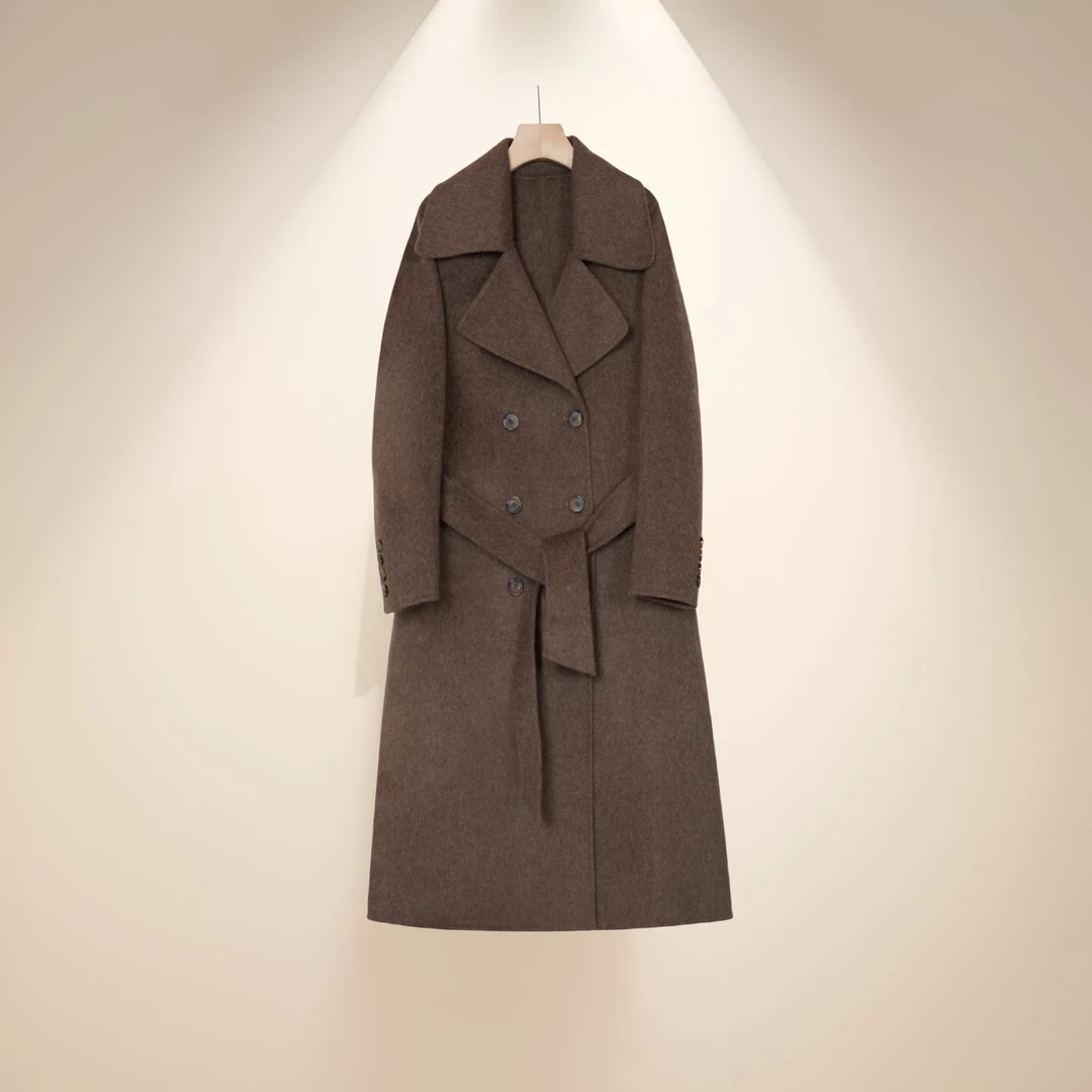 911Y272气质时尚女士羊毛羊驼毛呢中长设计师款面羊毛大衣