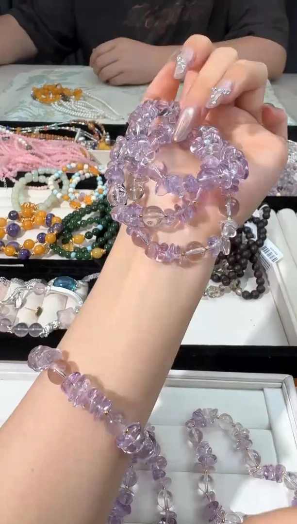 水晶手链银S925镶嵌A020紫水鱼油设计款