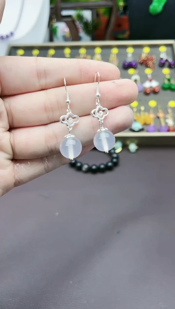 【闪购商品】玛瑙/玉髓耳钉银S925镶嵌514000