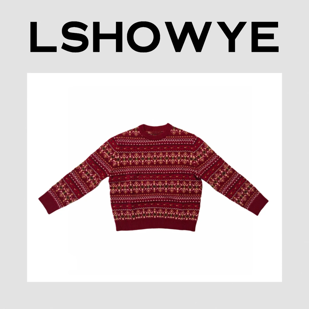 LSHOWYE｜氛围感提花红毛衣 25456