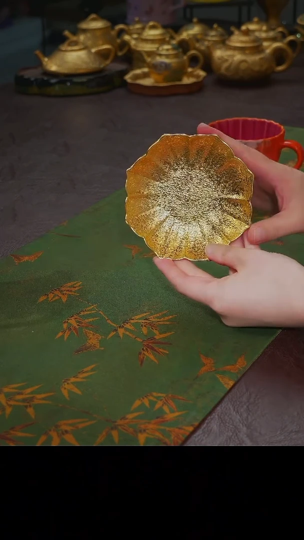 杯【宜景窑爱马仕橙鎏金系列】杯碟