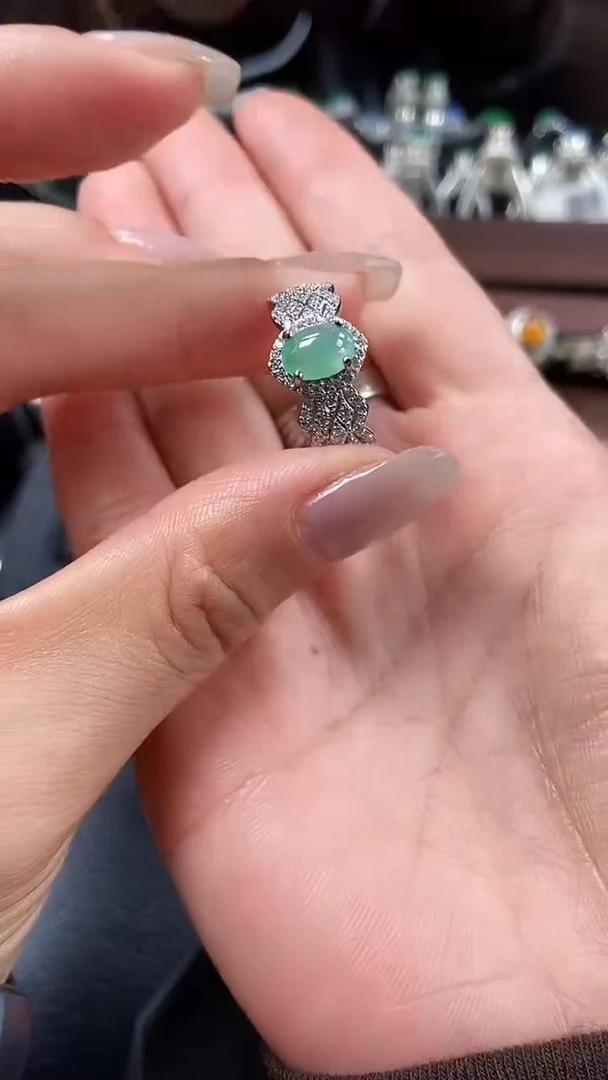 银S925镶嵌戒指翡翠7056