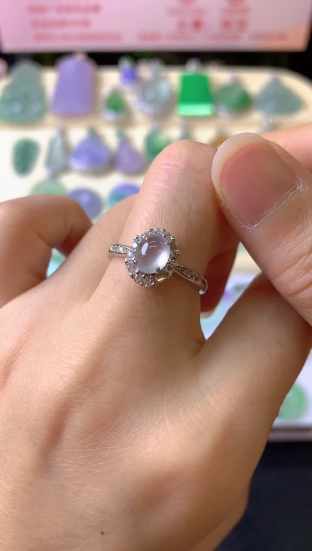 银S925镶嵌戒指翡翠泡**妈戒指