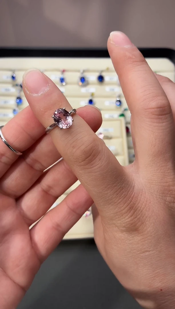 6萤石（处理）无品牌 925银 轻奢女神款樱花粉色系