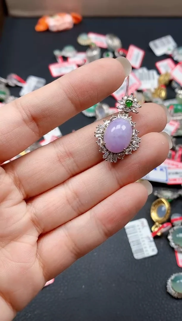 银S925镶嵌戒指翡翠天然A货缅甸翡翠