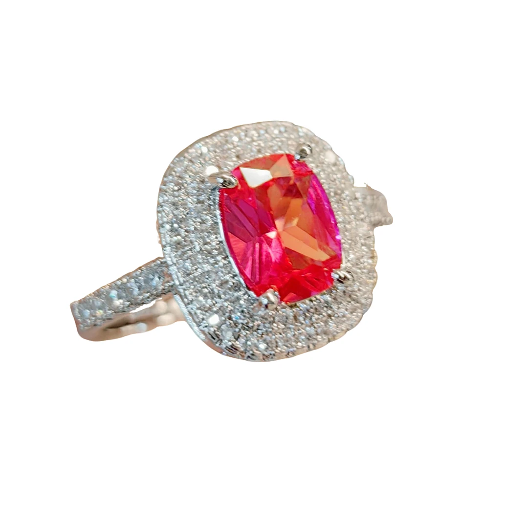 Luminora-培育蓝宝石粉戒指镀真金L1212