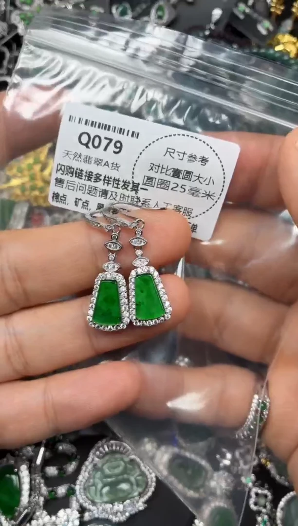 颈饰未镶嵌翡翠Q079耳钩