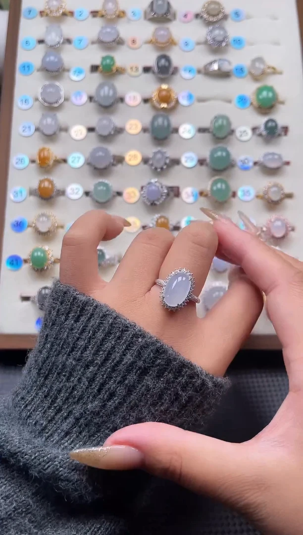 【闪购商品】翡翠戒指银S925镶嵌天然A货翡翠戒指