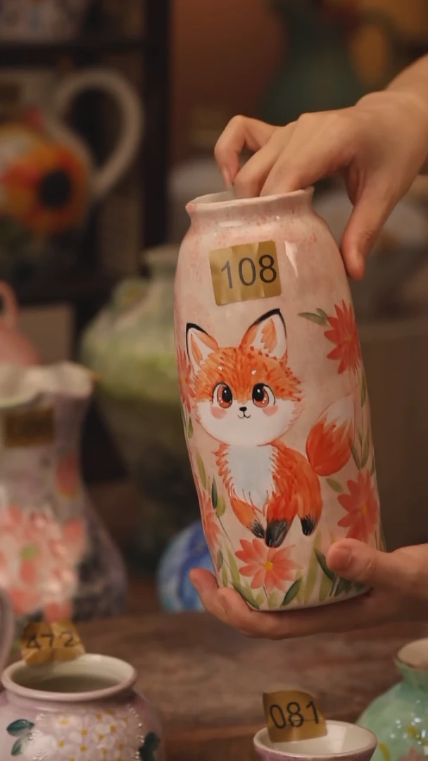 陶瓷108景德镇设计师手作花器摆件侘寂风