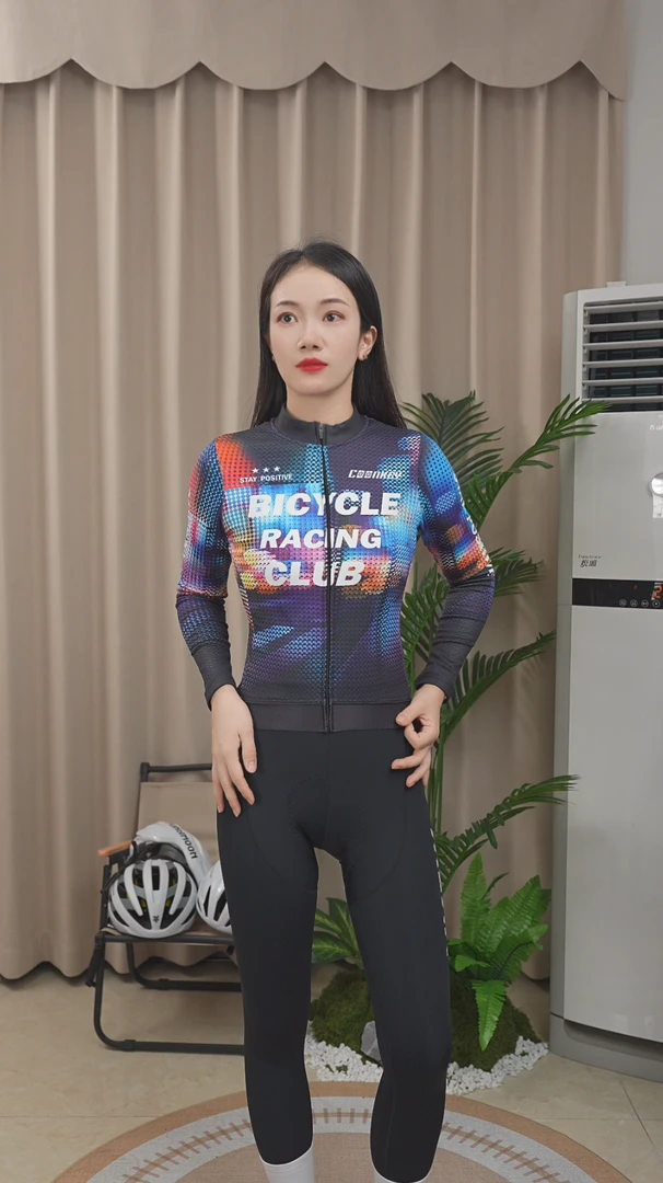 酷赛狮璀璨幻途弹力加绒骑行服长袖公路山地自行车服装大码5～18度