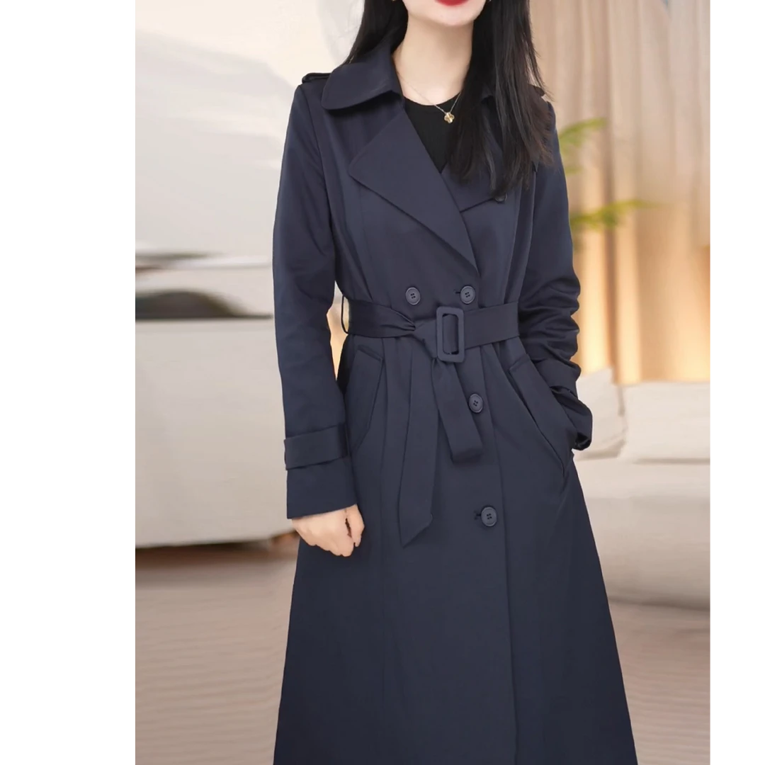 2025新款春秋季轻奢高级感西装领中长款风衣外套女款妈妈秋装风衣