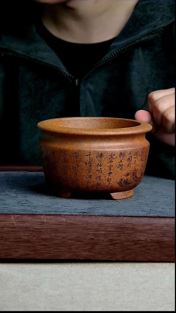 紫砂花盆12*8.5内径紫砂花盆