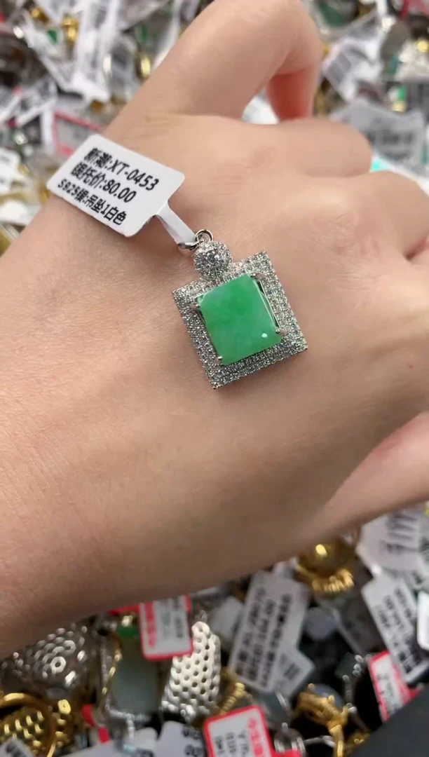 银S925镶嵌戒指翡翠999---7