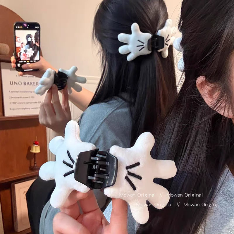 趣味可爱米奇手掌抓夹女小号搞怪小手发夹后脑勺盘发鲨鱼夹子头饰