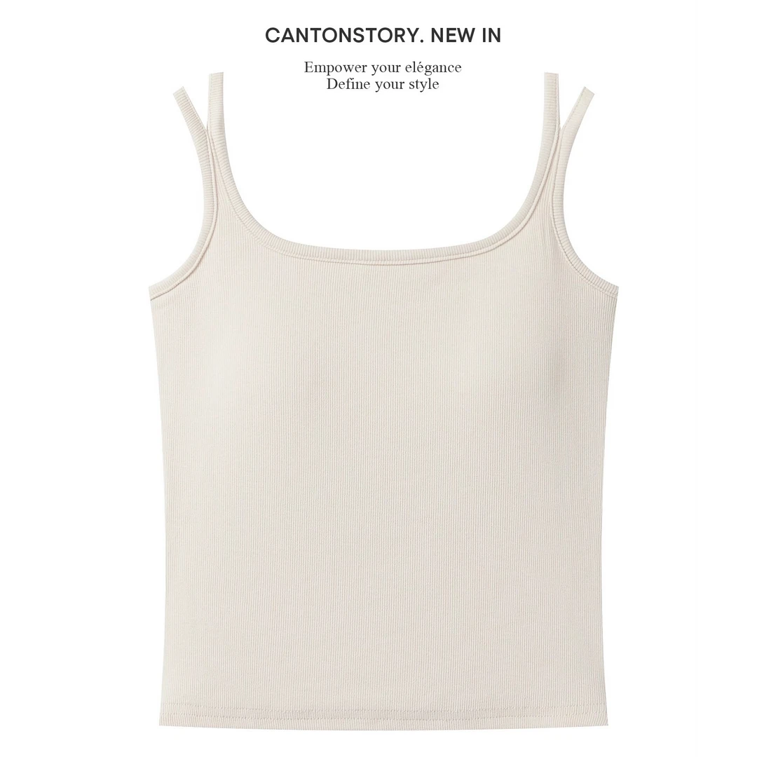 羊城故事-纯色带胸垫吊带背心女2025新款小众修身内搭上衣2725