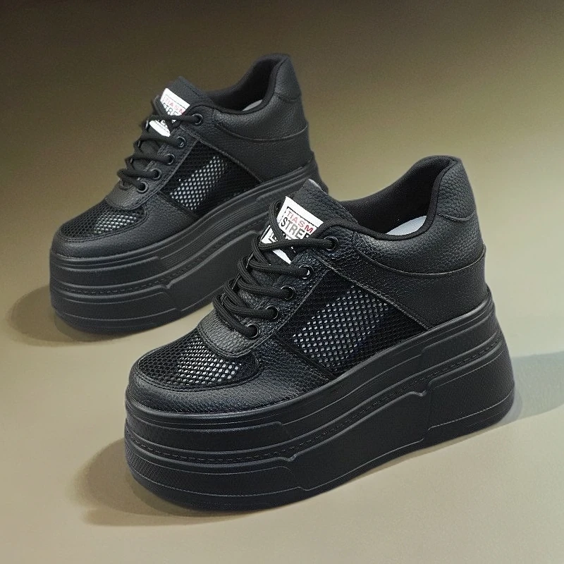 超高跟10-12cm夏季网面透气高跟小白鞋时尚百搭小个子韩版休闲鞋