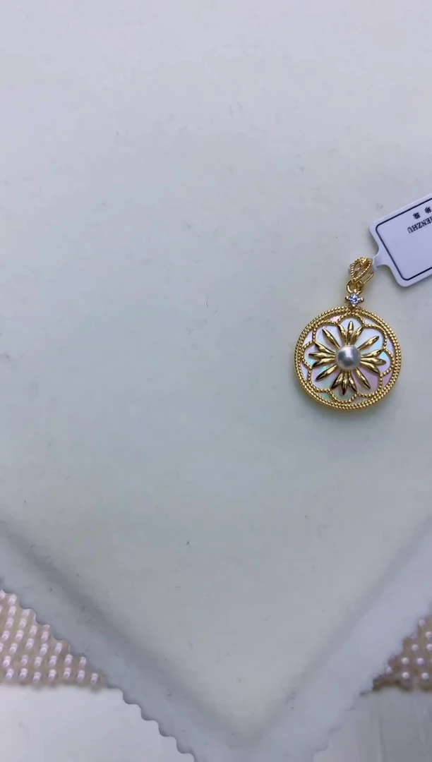 【闪购商品】海水珍珠商品银S925镶嵌无事牌吊坠