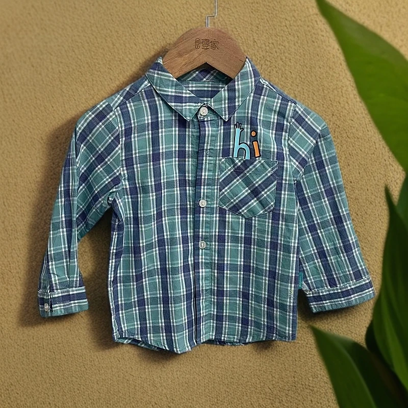 优儿宝贝1111204男宝春秋韩版格子休闲衬衫长袖时尚舒适洋气休闲