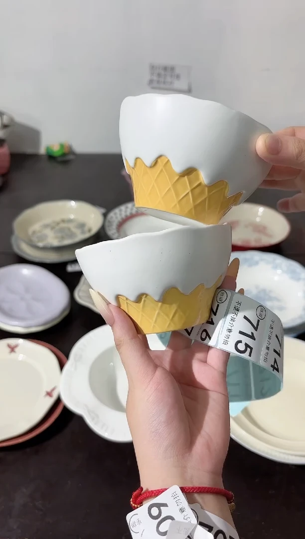 陶直播微瑕白巧米饭碗*2