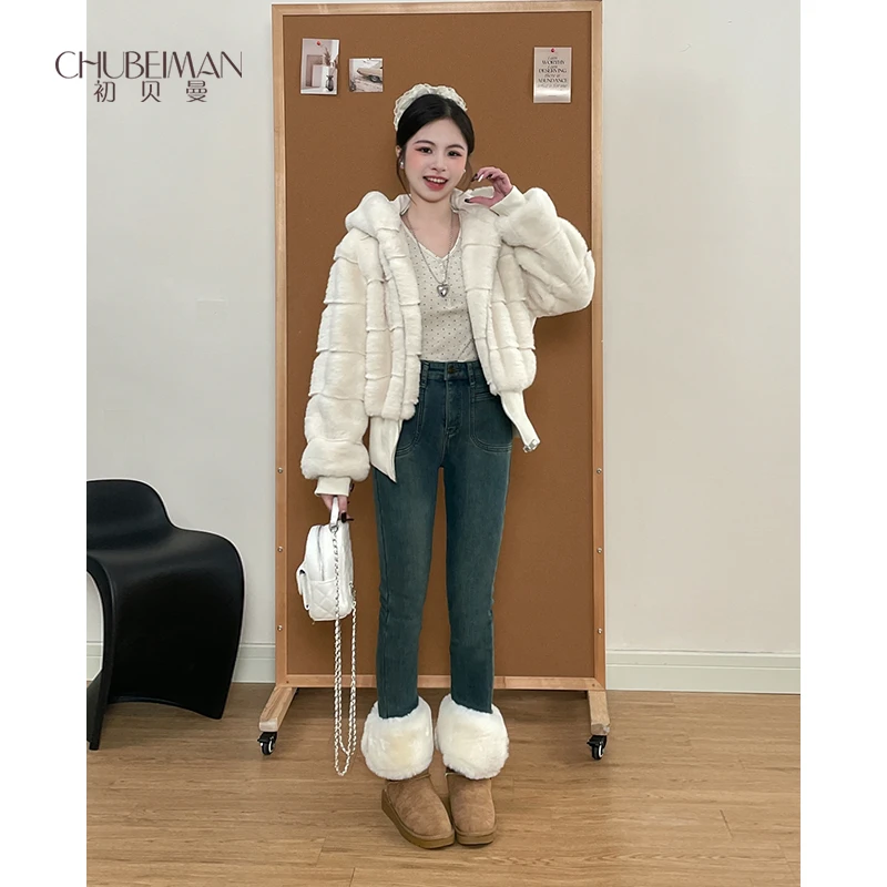 高腰修身弹力小脚裤女冬季加绒加厚小个子显高显瘦紧身毛边铅笔裤