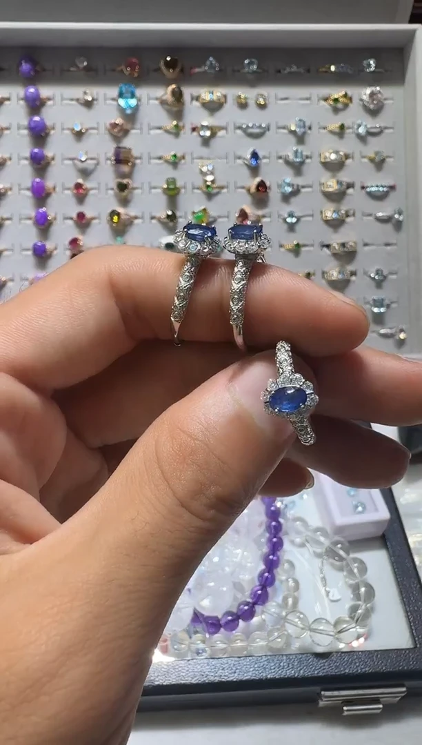 戒指蓝宝石银S925镶嵌1226m032多样性发其一