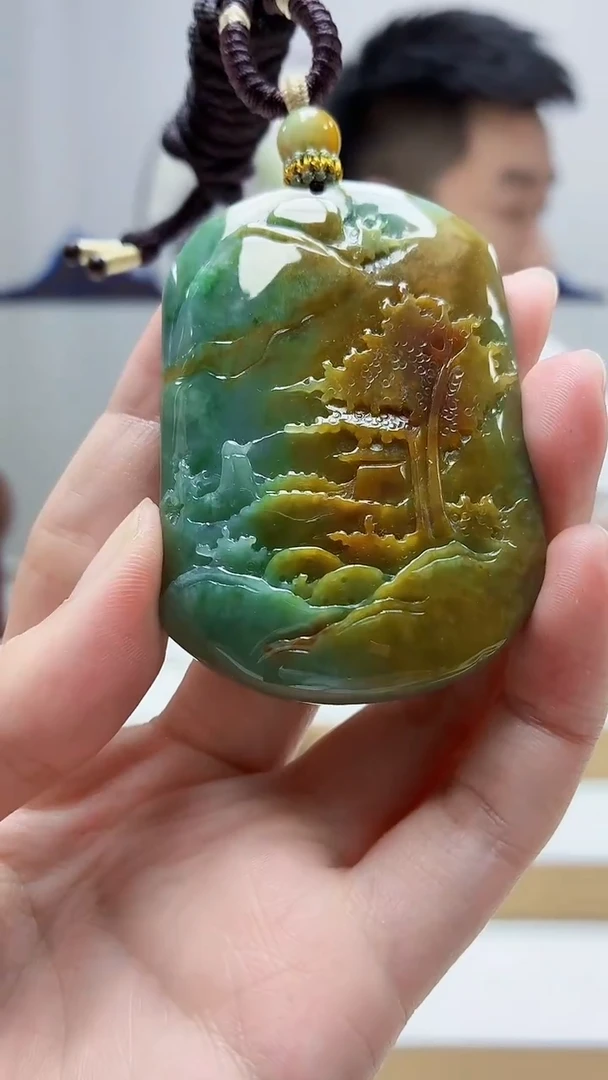 未镶嵌定制翡翠5028zm-毛货挂件山水52