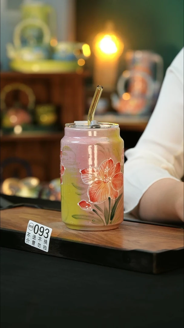 杯手绘心瓷陶瓷浮力微瑕