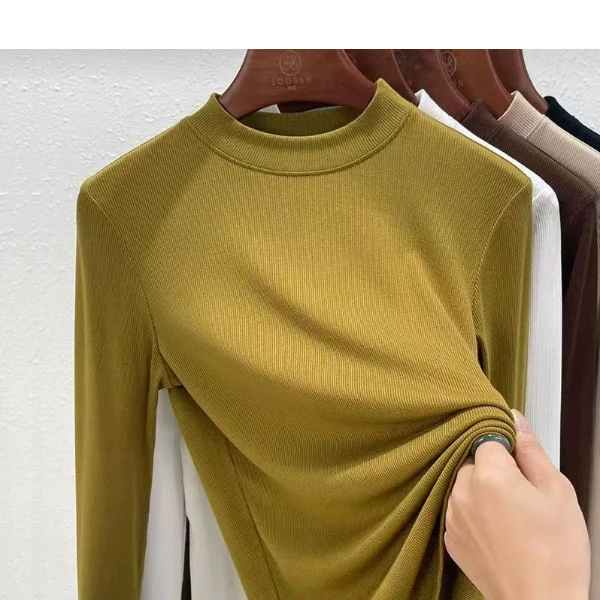 109穿搭半高领打底衫女内搭早秋立领T恤莫代尔上衣