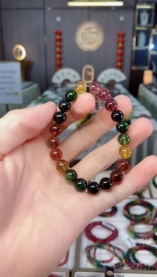 未镶嵌收藏级老矿碧玺单圈手串8mm+碧玺xion多样性发货一条