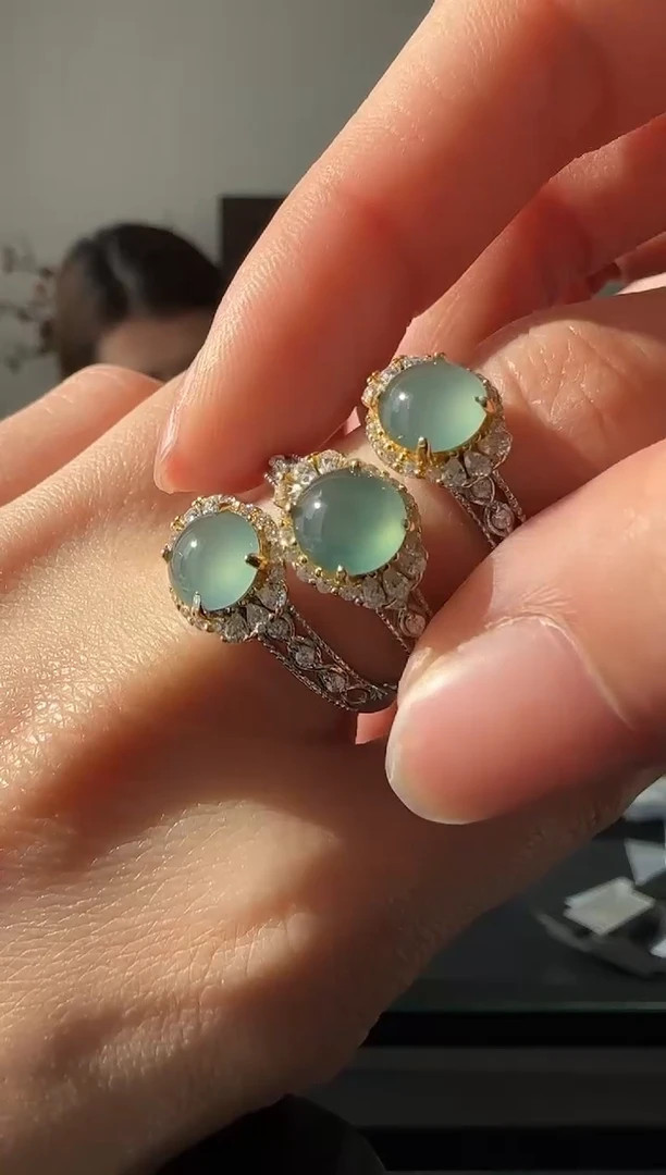 【闪购商品】翡翠戒指银S925镶嵌银镶多样性发其一