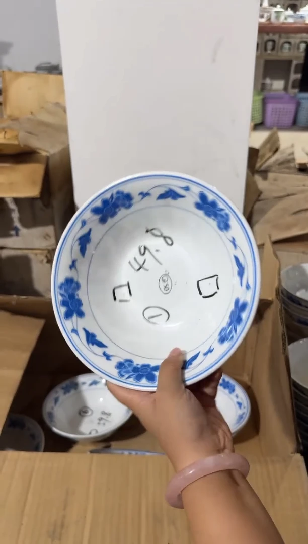 摆件蓝海棠碗20厘米有瑕请慎拍
