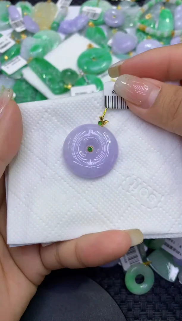 颈饰18K金镶嵌翡翠天然缅甸A货翡翠