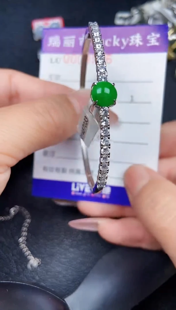 翡翠银S925镶嵌颈饰9576