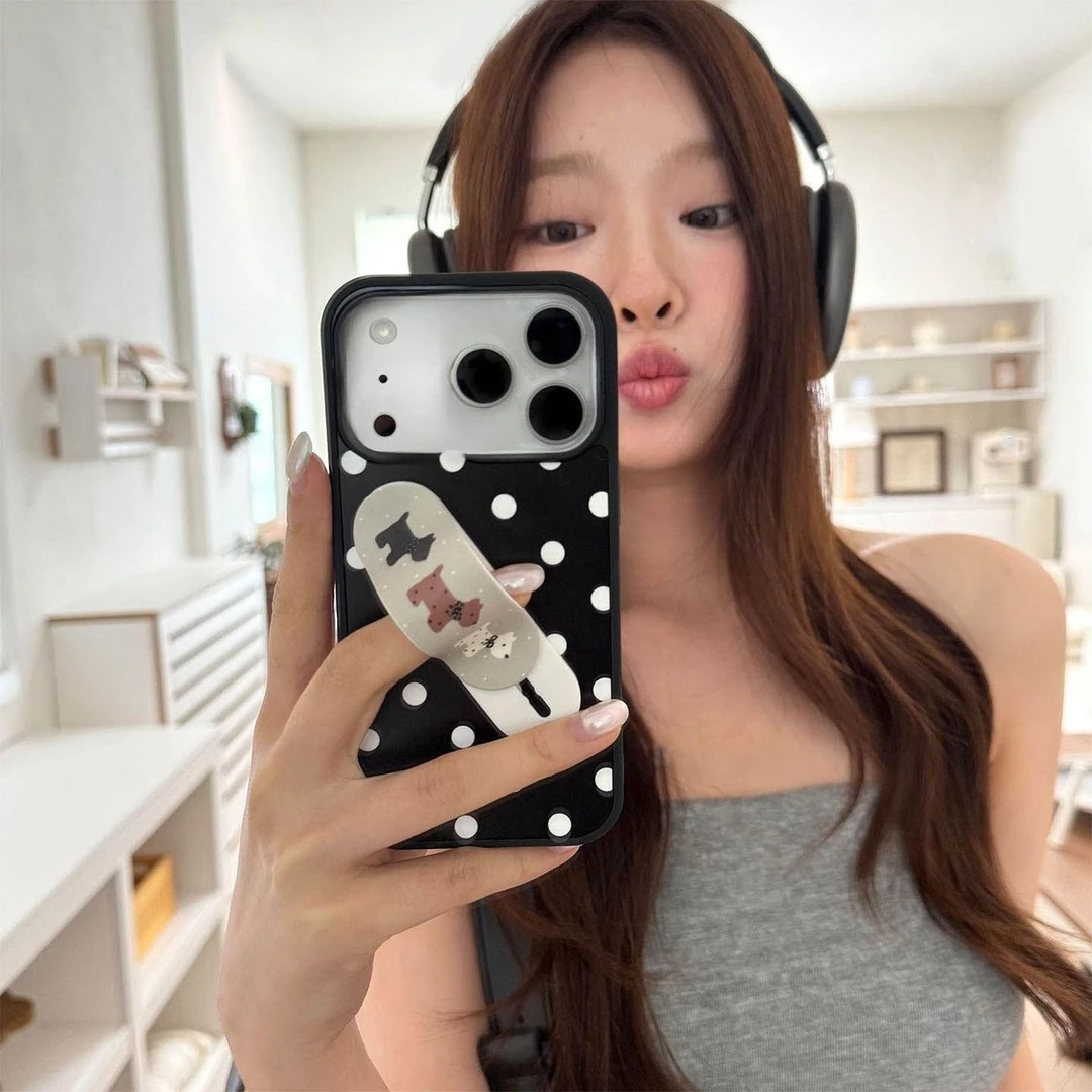 ins风满屏波点适用苹果17Promax/16新款卡通15亚克力14女13手机壳