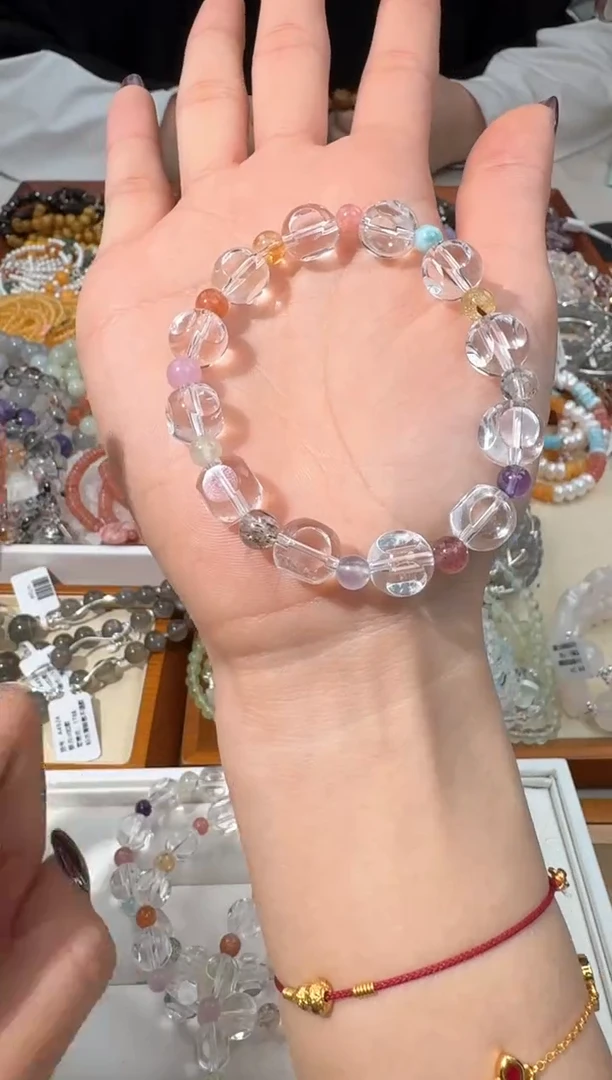 【闪购商品】水晶手串未镶嵌C004白水方块隔珠多宝款