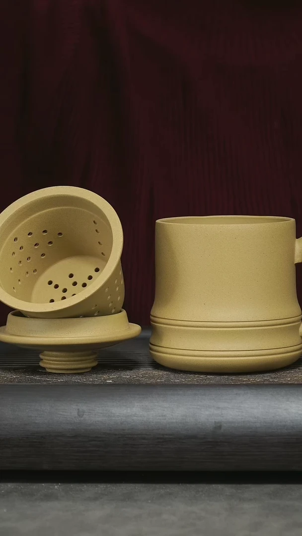 【闪购商品】紫砂茶杯黄金段泥三件套