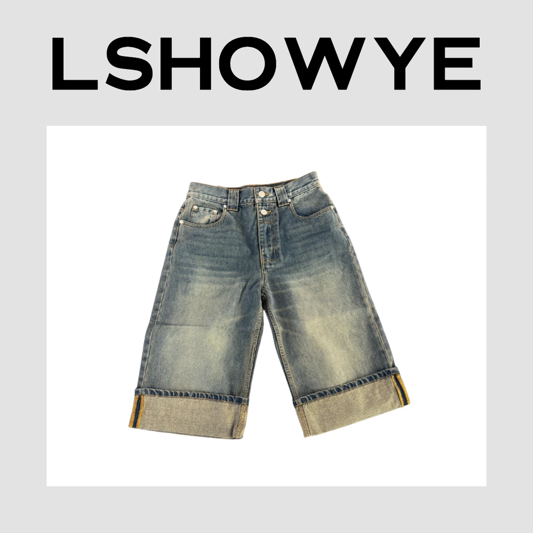 LSHOWYE｜翻边做旧牛仔中裤 DK05