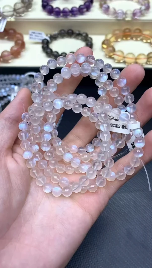 未镶嵌手串月光石AA1蓝月光三圈6mm 多样性发其一