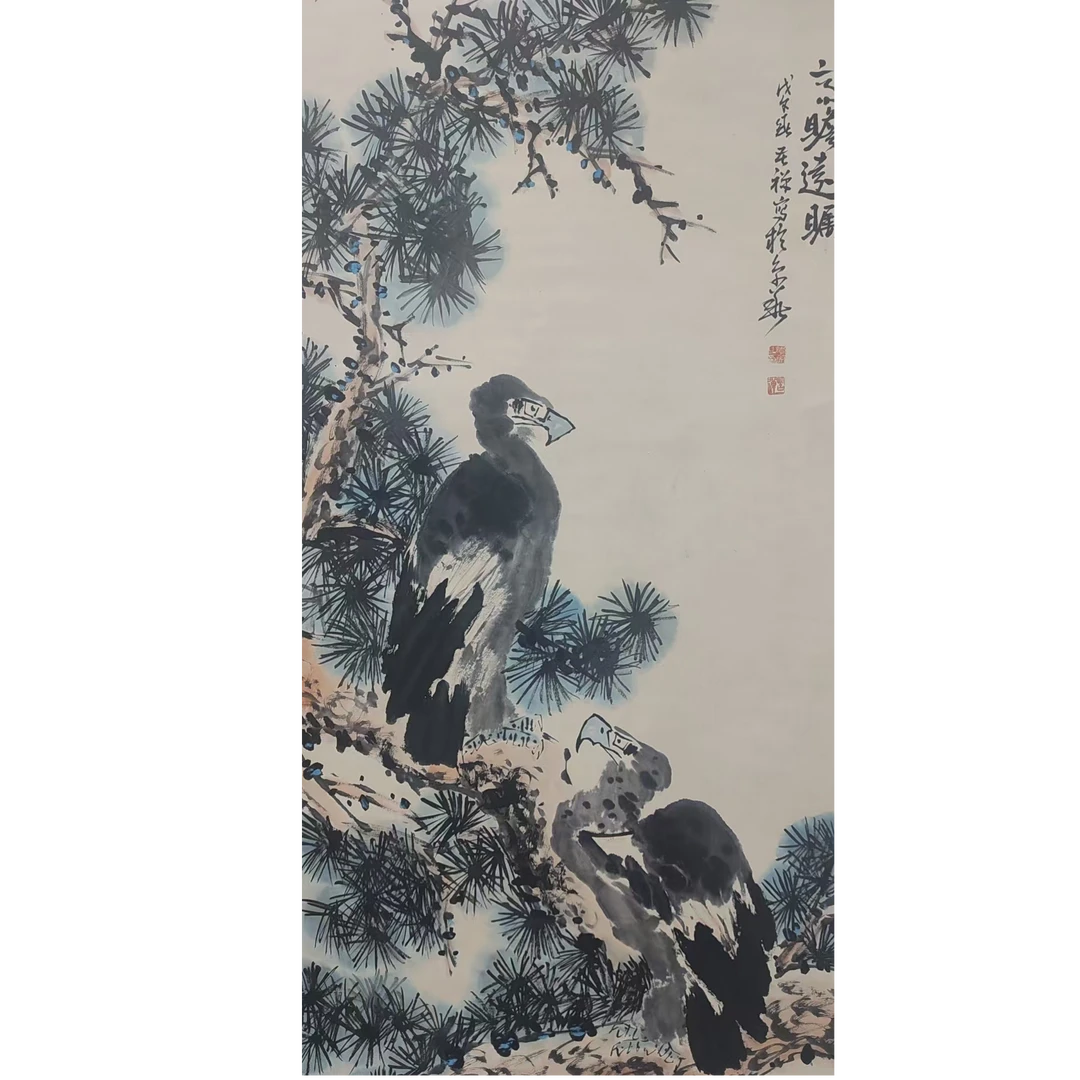 李   鹰立轴68*138约8.4平尺