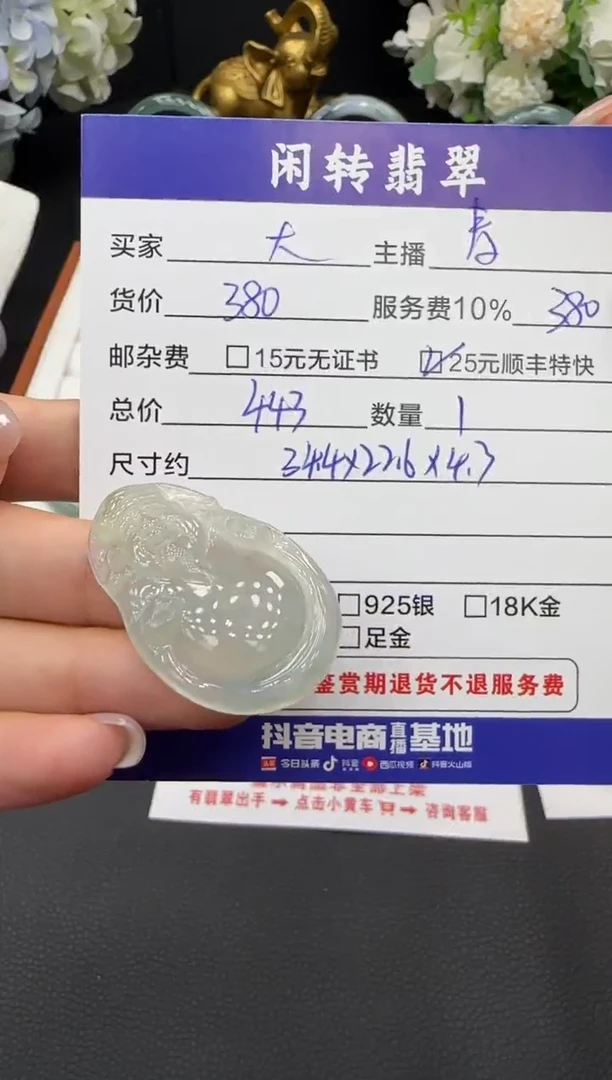 颈饰未镶嵌翡翠大*壳挂件