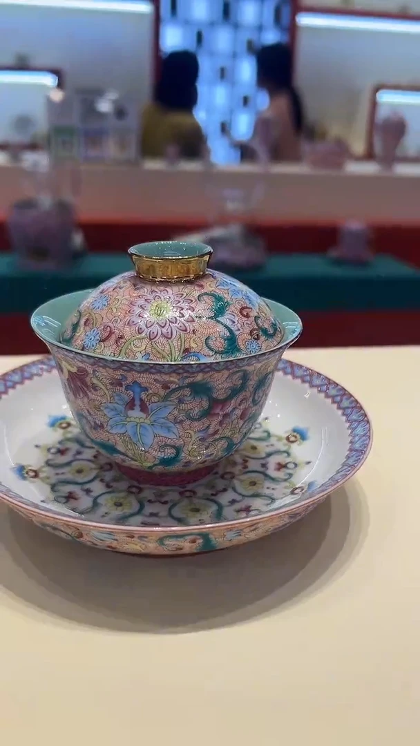 五言六器花开盛世三才盖碗