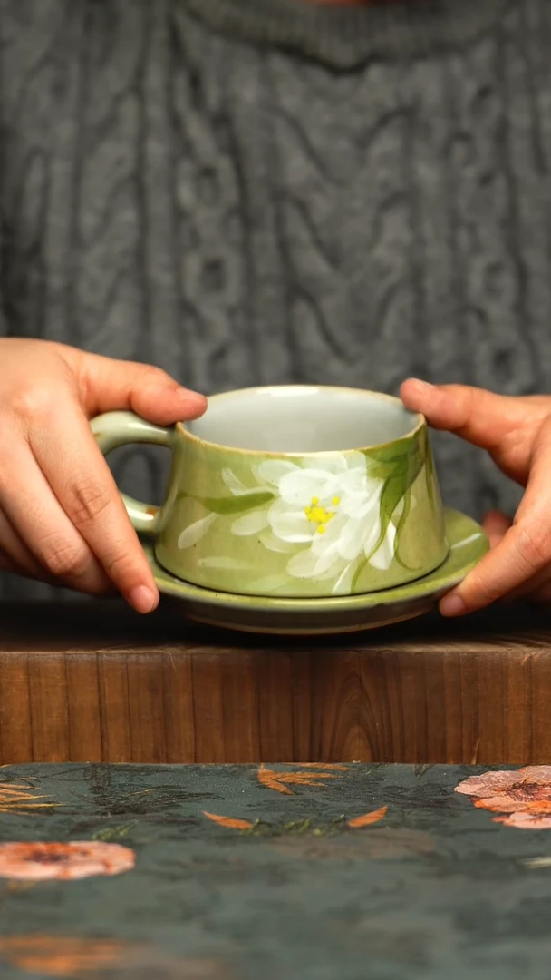 杯釉下彩手工手绘同款陶器